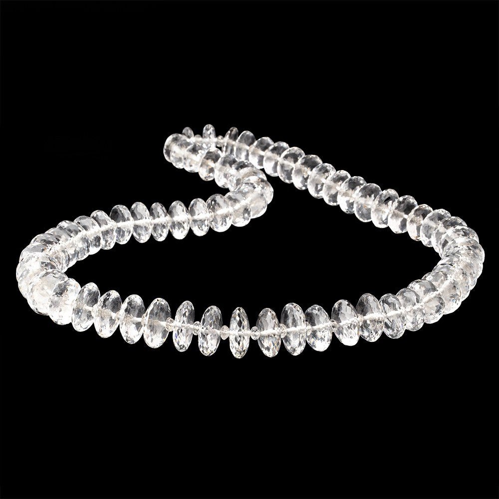 3-13.5mm Crystal Quartz German Faceted Rondelle Beads 16 inch 127 pieces AAA - Beadsofcambay.com