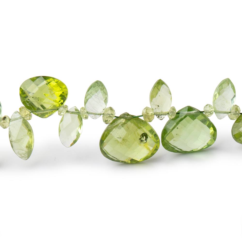 3-13x10mm Peridot Faceted Multiple Shape Beads 16 inch 139 pieces - Beadsofcambay.com