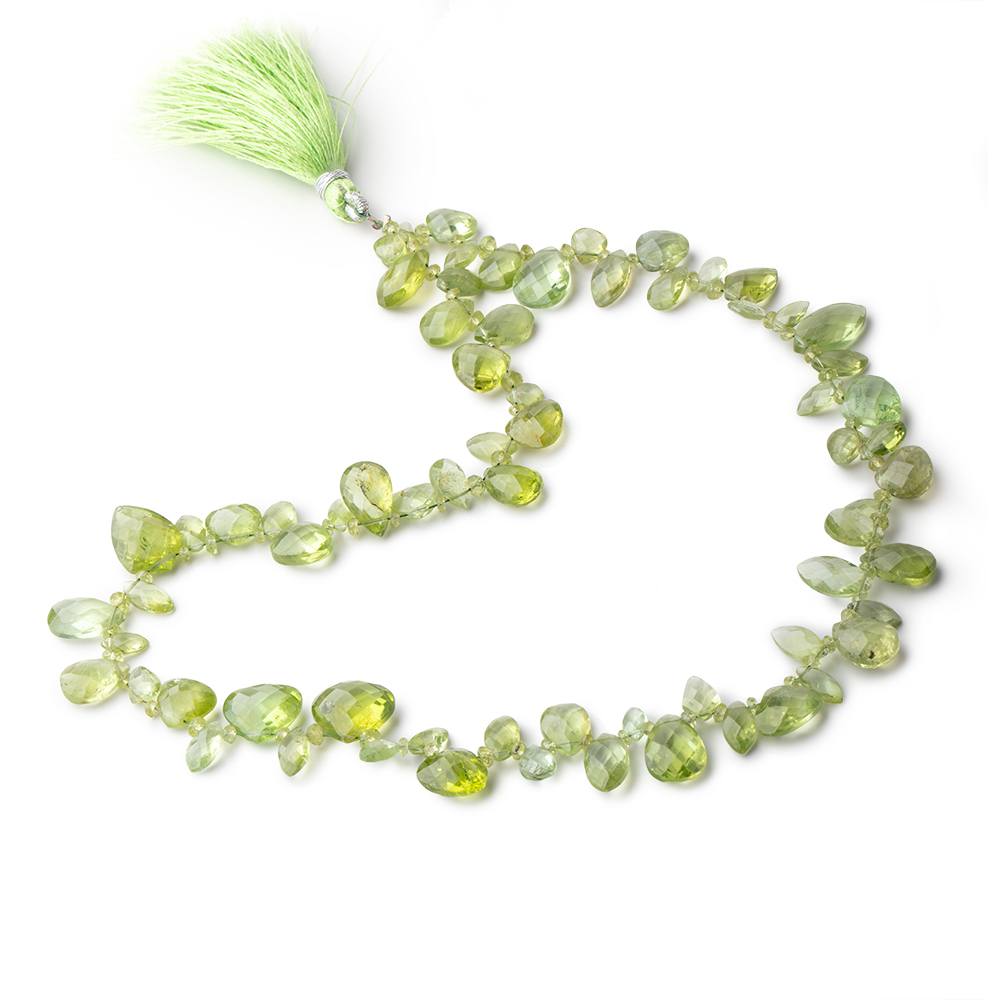 3-13x10mm Peridot Faceted Multiple Shape Beads 16 inch 139 pieces - Beadsofcambay.com