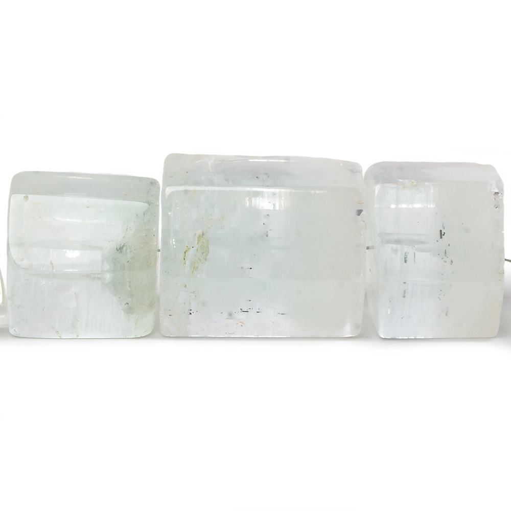3-18mm Natural Aquamarine Beads Straight Drilled Natural Crystal 16 inch 37 pieces - Beadsofcambay.com