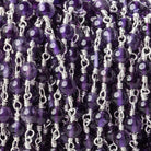 3-3.5mm Amethyst plain round Silver plated Chain by the foot - Beadsofcambay.com