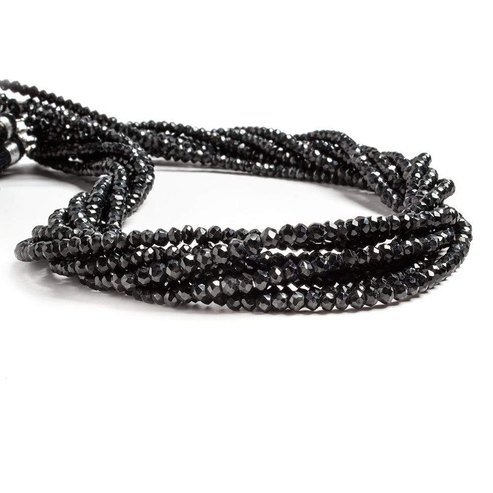 3-3.5mm Black Spinel Faceted Rondelle Beads 12 inch 135 pieces - Beadsofcambay.com