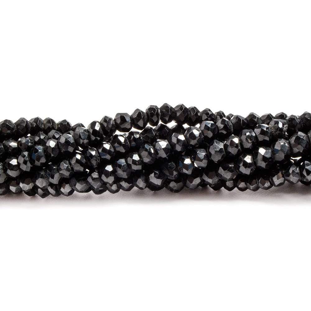 3-3.5mm Black Spinel Faceted Rondelle Beads 12 inch 135 pieces - Beadsofcambay.com