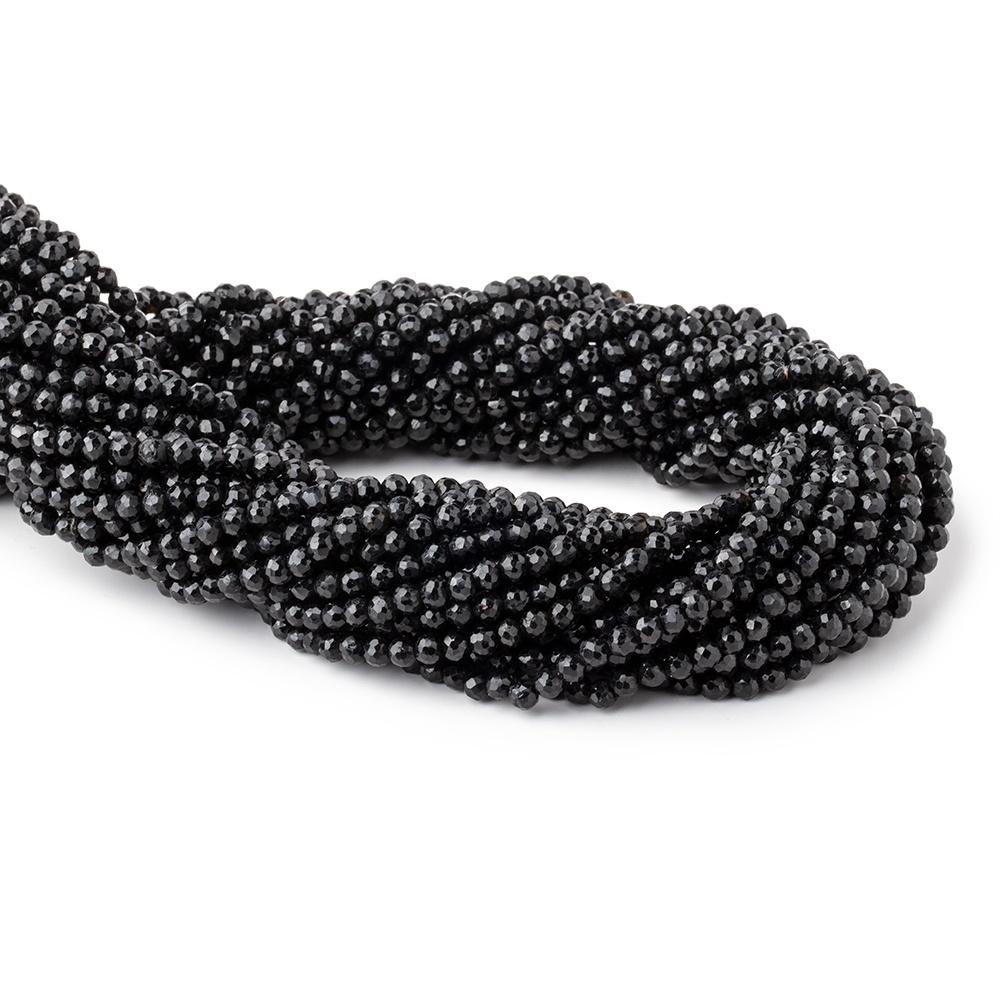 3-3.5mm Black Spinel faceted round beads 13.5 inch 100 beads - Beadsofcambay.com