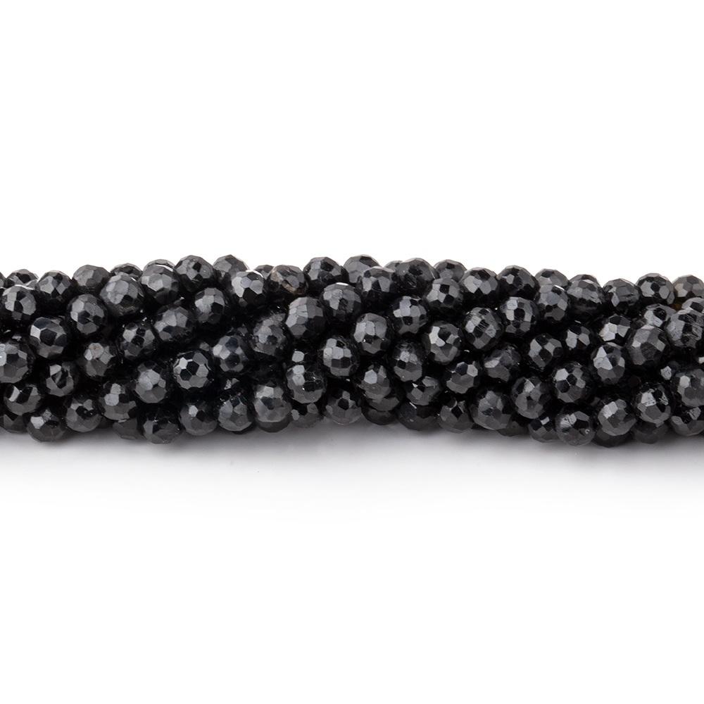 3-3.5mm Black Spinel faceted round beads 13.5 inch 100 beads - Beadsofcambay.com