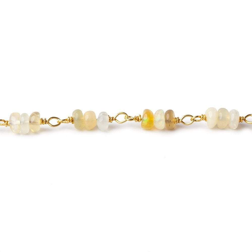 3-3.5mm Ethiopian Opal faceted rondelle clusters Vermeil Chain by the foot 84 beads - Beadsofcambay.com