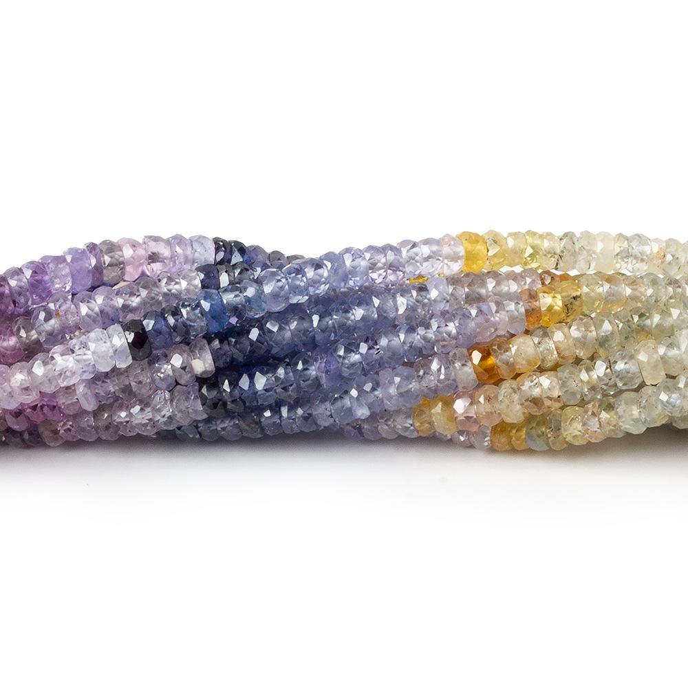 3-3.5mm Fancy Ceylon Sapphire faceted rondelles 16 inch 245 beads AA Grade - Beadsofcambay.com