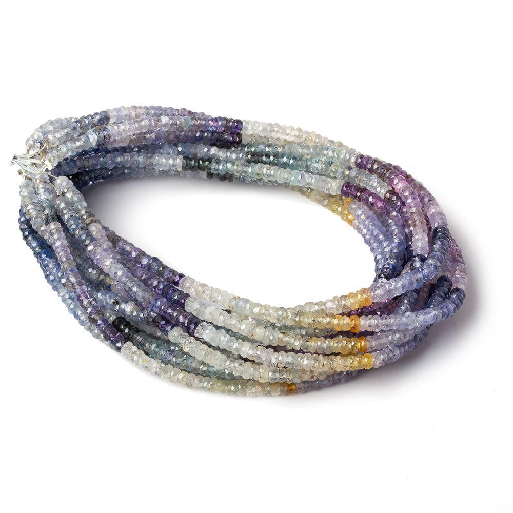 3-3.5mm Fancy Ceylon Sapphire faceted rondelles 16 inch 245 beads AA Grade - Beadsofcambay.com