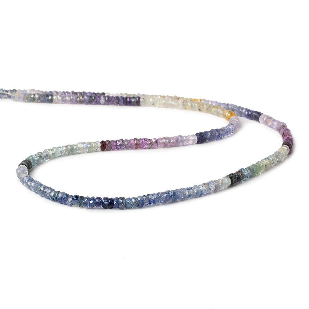 3-3.5mm Fancy Ceylon Sapphire faceted rondelles 16 inch 245 beads AA Grade - Beadsofcambay.com