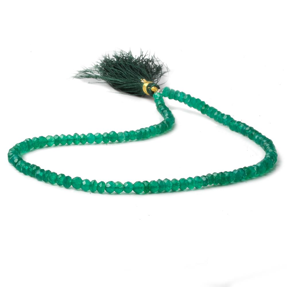 3-3.5mm Green Onyx Faceted Rondelle Beads 12 inch 135 pieces - Beadsofcambay.com