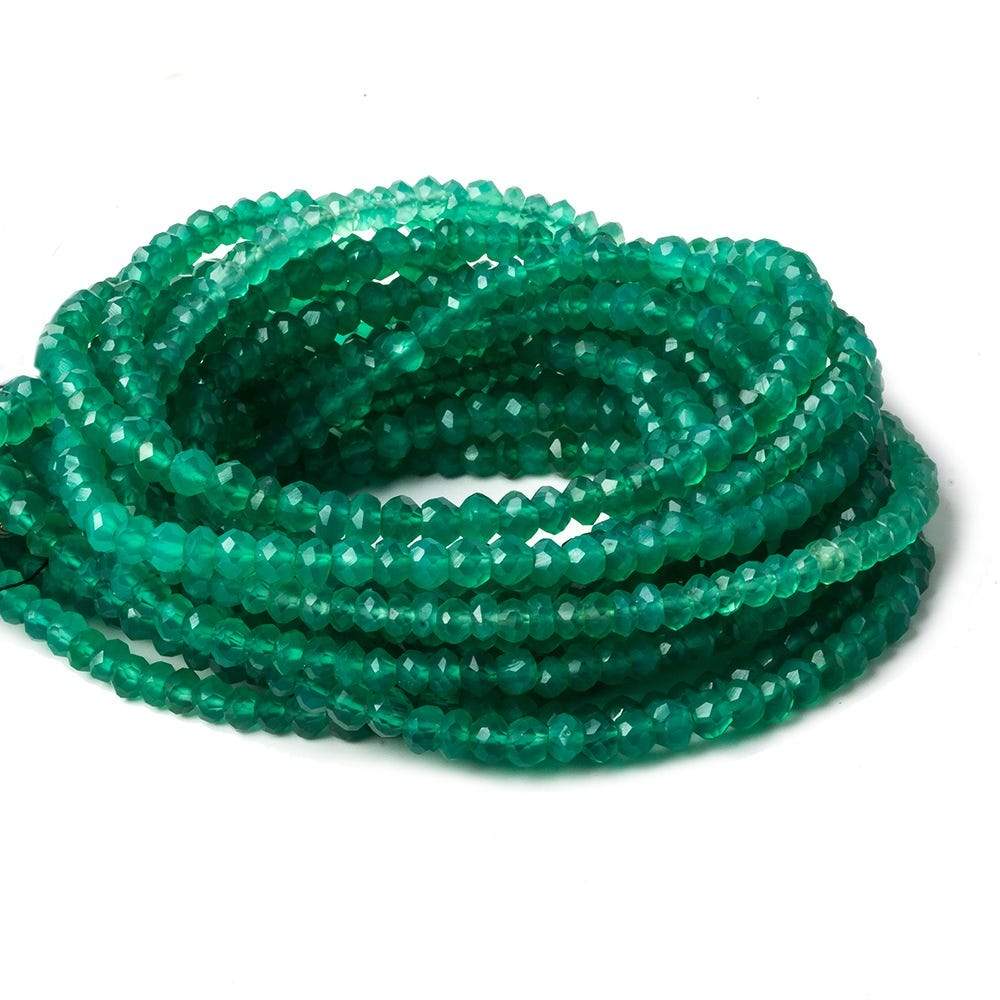 3-3.5mm Green Onyx Faceted Rondelle Beads 12 inch 135 pieces - Beadsofcambay.com