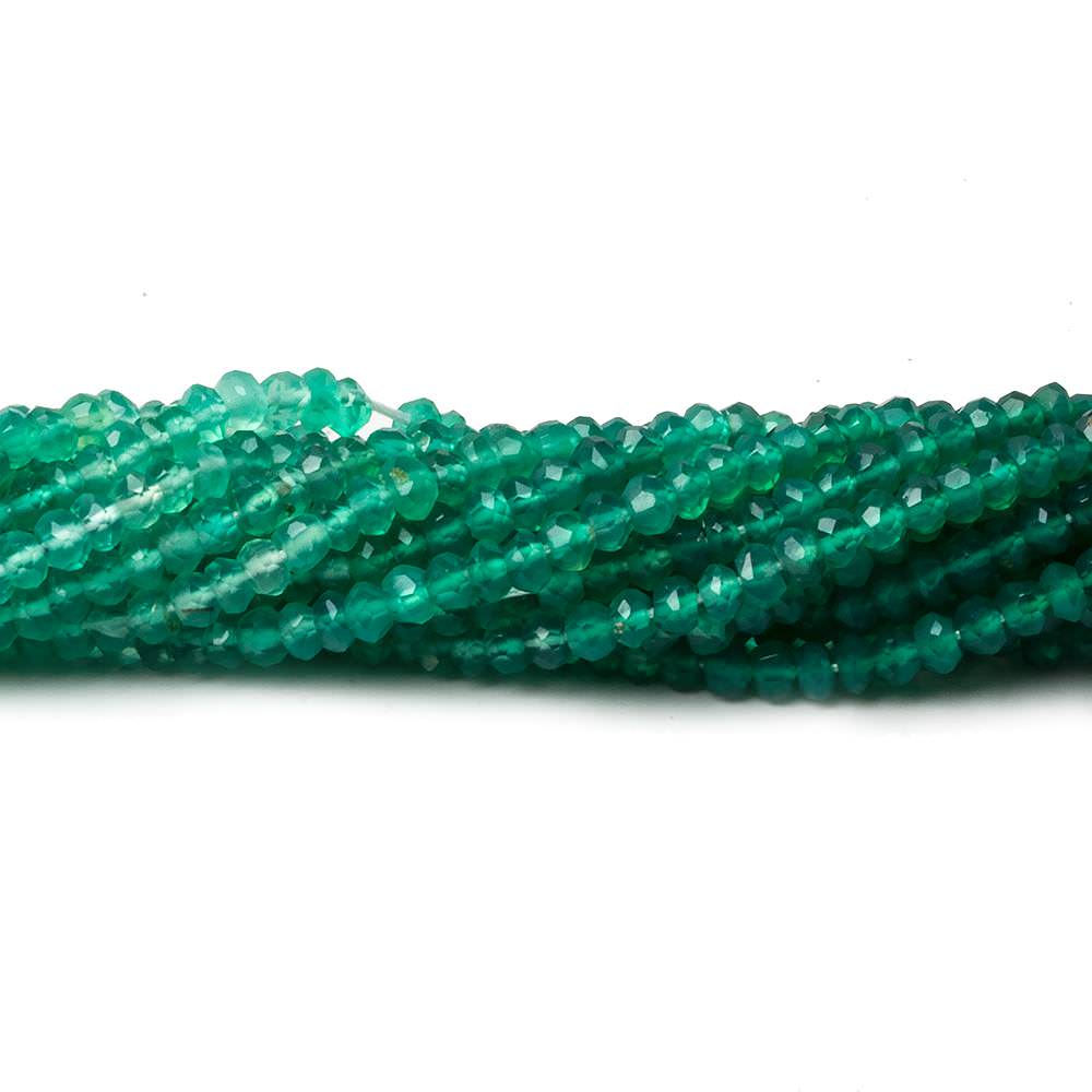 3-3.5mm Green Onyx faceted rondelle Beads 13.5 inch 143 pieces - Beadsofcambay.com