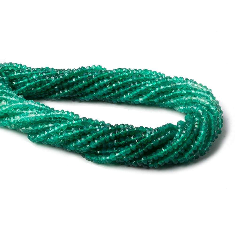 3-3.5mm Green Onyx faceted rondelle Beads 13.5 inch 143 pieces - Beadsofcambay.com
