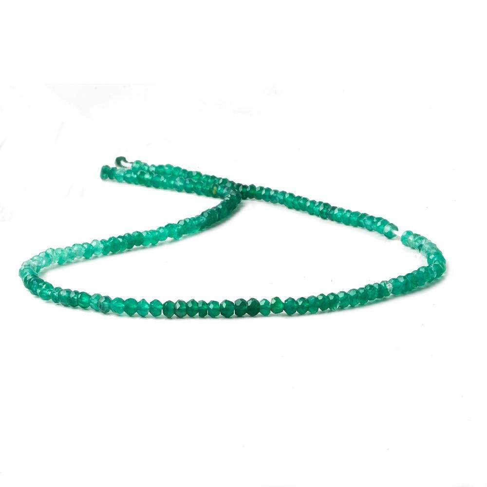 3-3.5mm Green Onyx faceted rondelle Beads 13.5 inch 143 pieces - Beadsofcambay.com