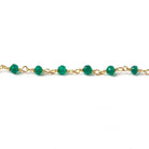 3-3.5mm Green Onyx faceted rondelle Gold Chain by the foot - Beadsofcambay.com