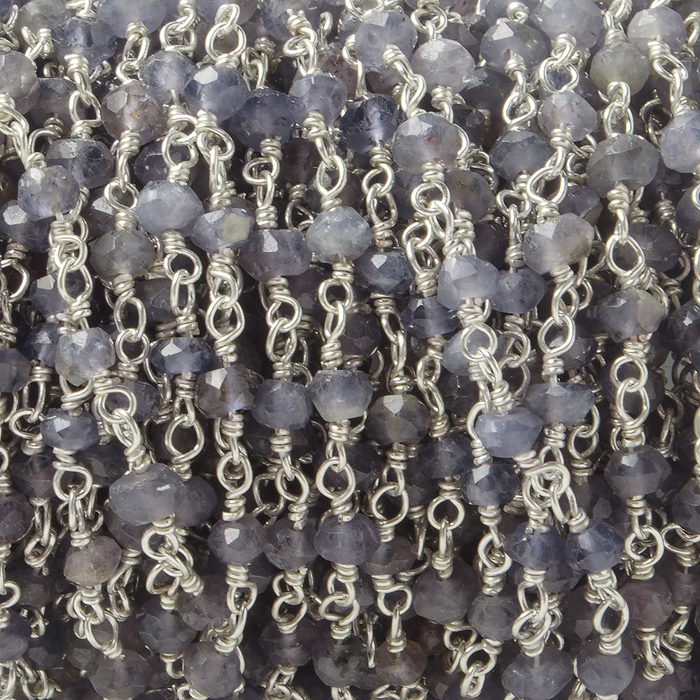 3-3.5mm Iolite Silver Plated Wire Wrapped Chain by the foot - Beadsofcambay.com