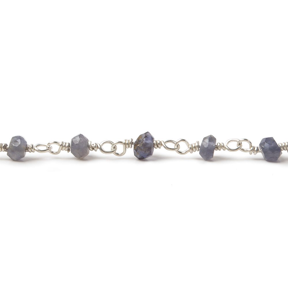 3-3.5mm Iolite Silver Plated Wire Wrapped Chain by the foot - Beadsofcambay.com