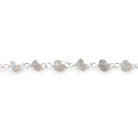 3-3.5mm Labradorite faceted rondelle Silver plated Chain by the foot - Beadsofcambay.com