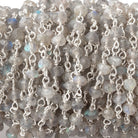 3-3.5mm Labradorite faceted rondelle Silver plated Chain by the foot - Beadsofcambay.com