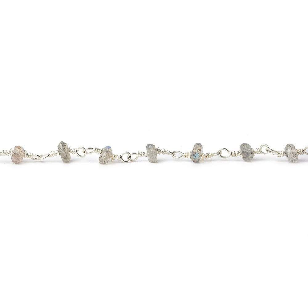 3-3.5mm Labradorite Silver plated Chain by the foot - Beadsofcambay.com