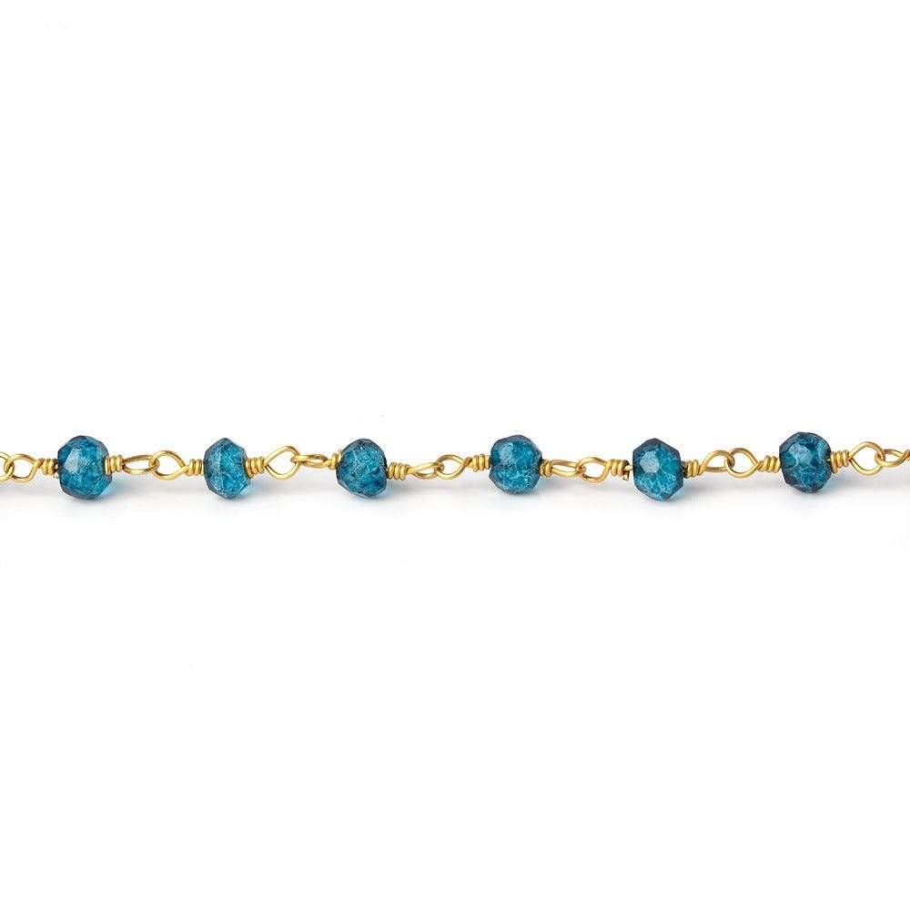 3-3.5mm London Blue Quartz Gold plated Chain by the foot 38 beads - Beadsofcambay.com