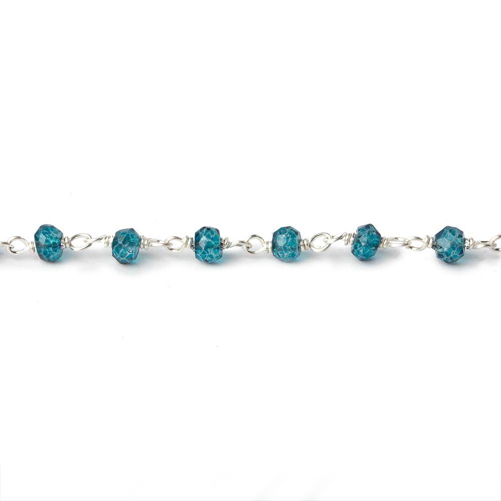 3-3.5mm London Blue Quartz Silver Plated Chain by the foot 38 beads - Beadsofcambay.com