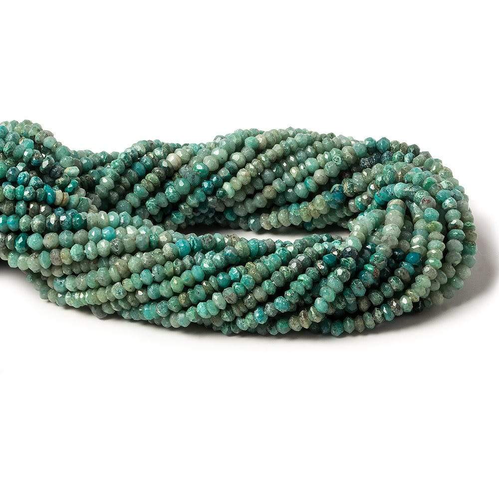 3-3.5mm Matte Chrysocolla faceted rondelle beads 13 inch 150 pieces - Beadsofcambay.com