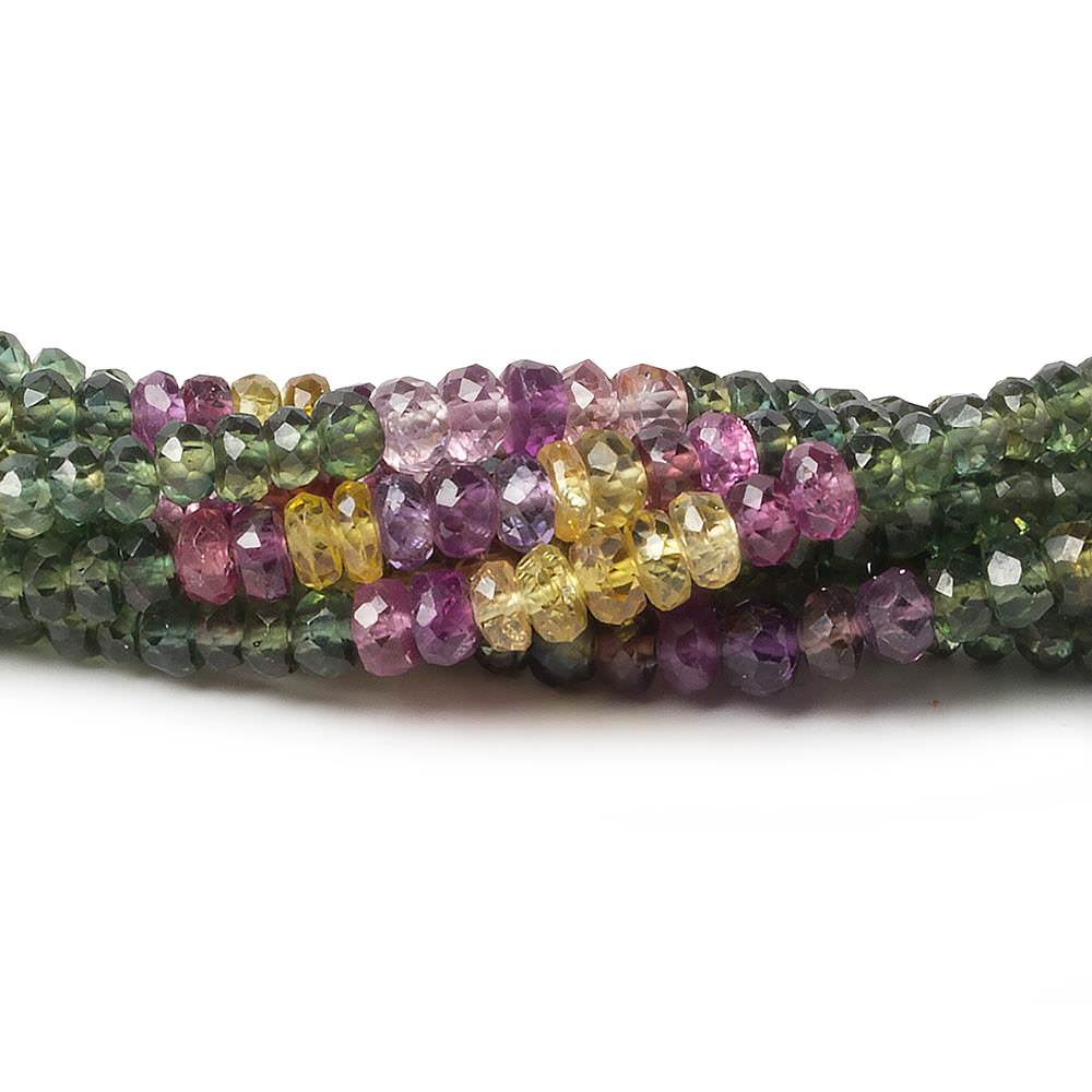 3-3.5mm Multi Color Sapphire faceted rondelles 16 inch 200 pieces - Beadsofcambay.com