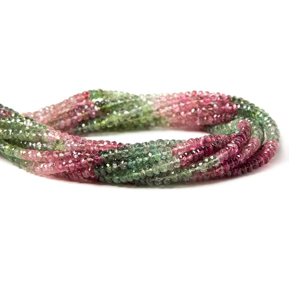 3-3.5mm Multi Color Tourmaline faceted rondelle beads 14 inch 148 pieces - Beadsofcambay.com