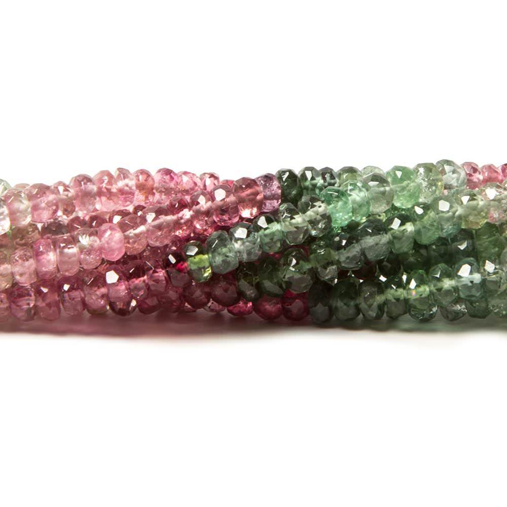 3-3.5mm Multi Color Tourmaline faceted rondelle beads 14 inch 148 pieces - Beadsofcambay.com