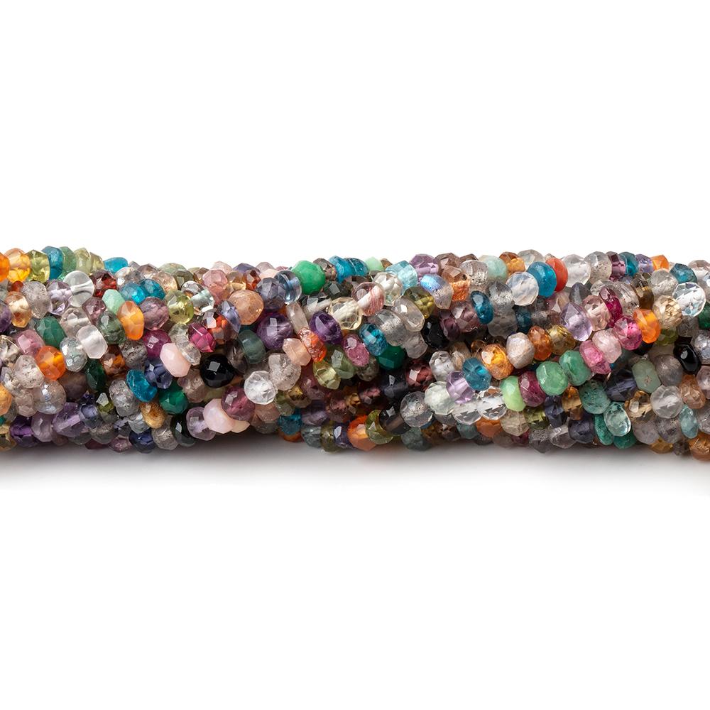 3-3.5mm Multi Gemstone Faceted Rondelle Beads 13.75 inch 145 pieces - Beadsofcambay.com