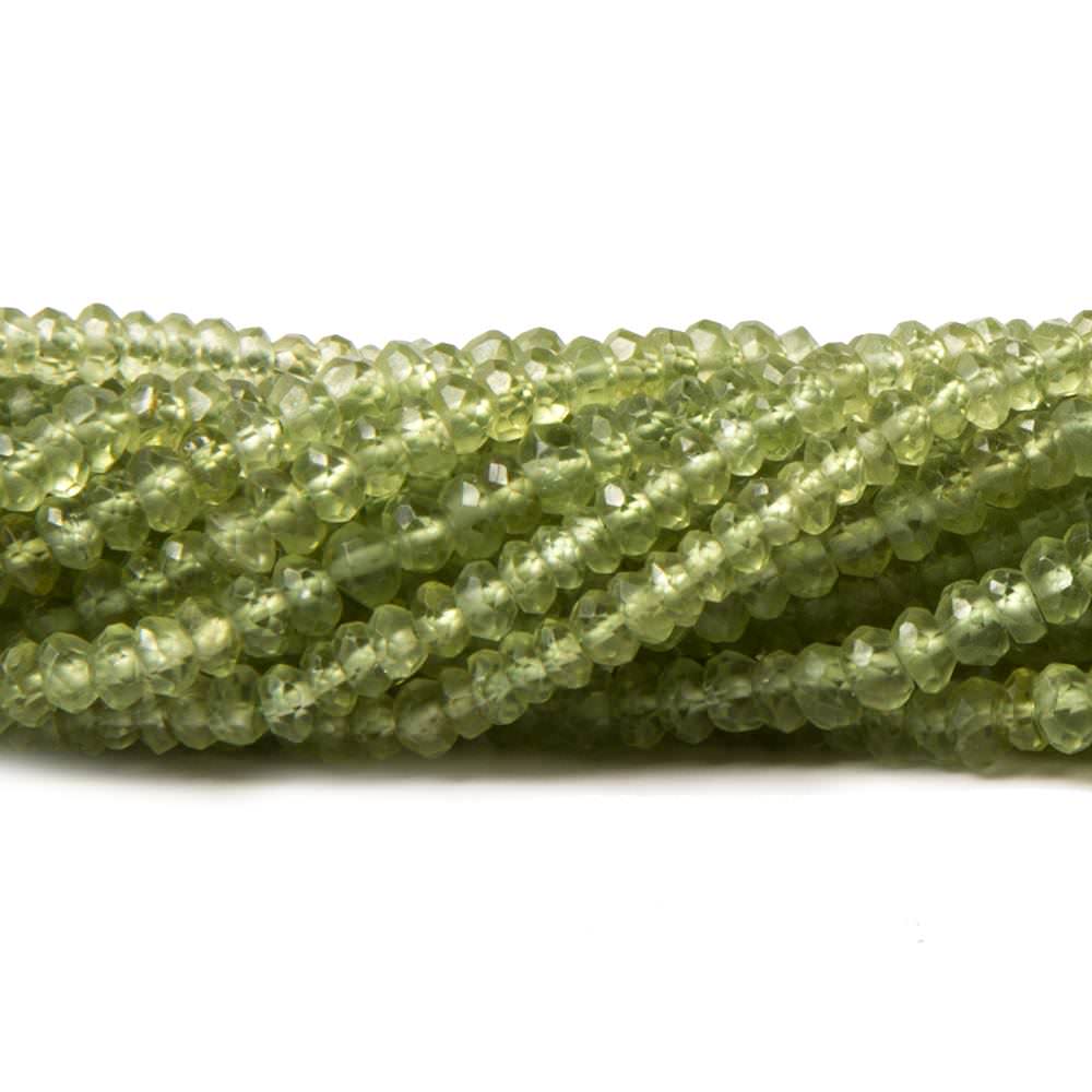 3-3.5mm Peridot faceted rondelle beads 13.5 inch 190 pieces - Beadsofcambay.com