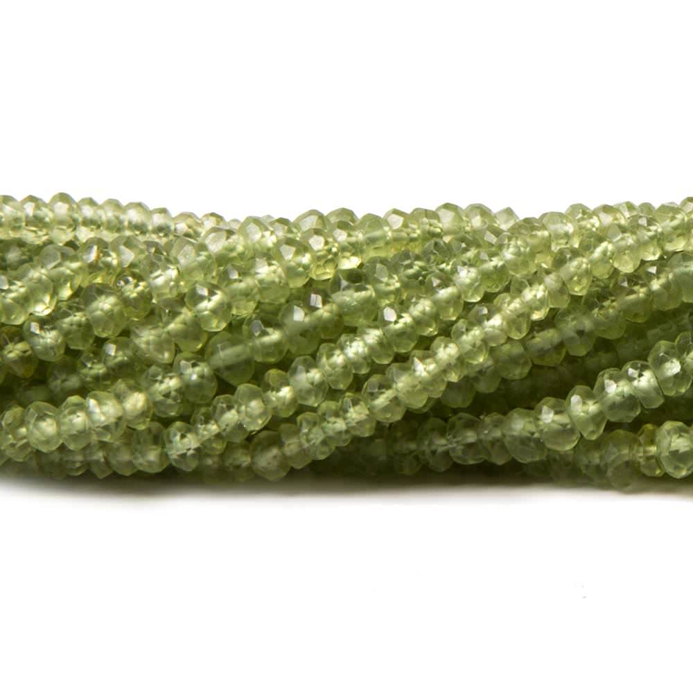 3-3.5mm Peridot faceted rondelle beads 13.5 inch 190 pieces - Beadsofcambay.com