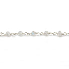 3-3.5mm Rainbow Moonstone Silver plated Wire Wrapped Chain 38 pcs - Beadsofcambay.com