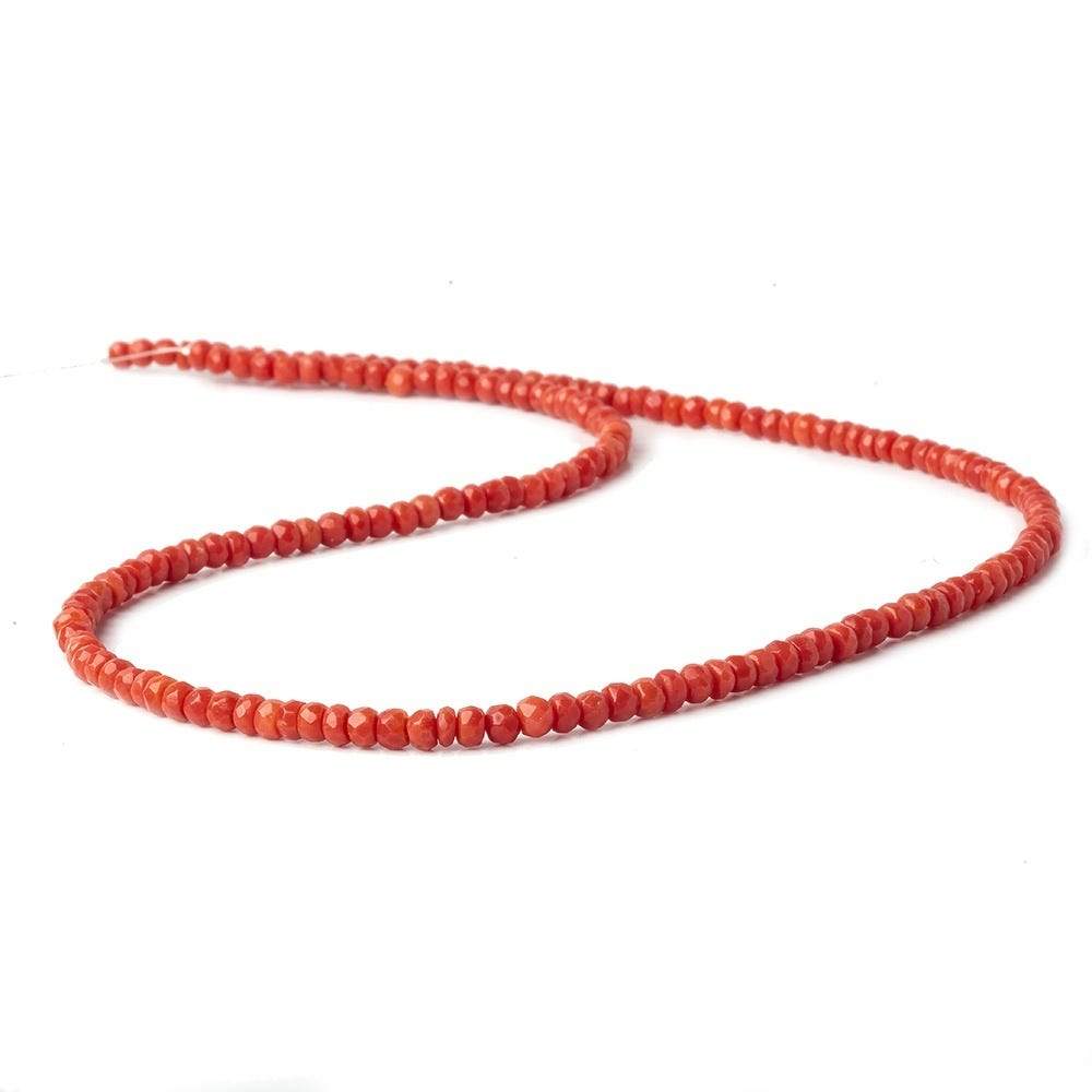 3-3.5mm Red Coral faceted rondelles 18 inch 160 beads A grade - Beadsofcambay.com