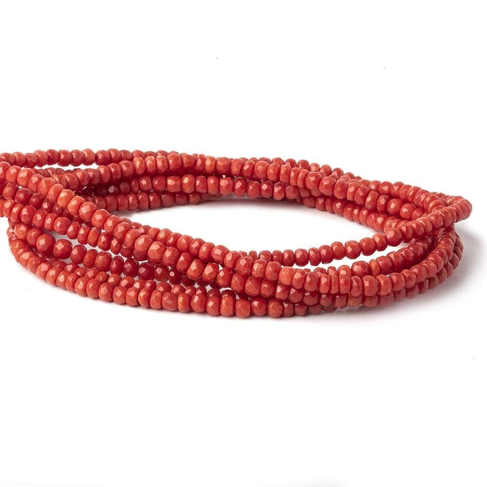 3-3.5mm Red Coral faceted rondelles 18 inch 160 beads A grade - Beadsofcambay.com