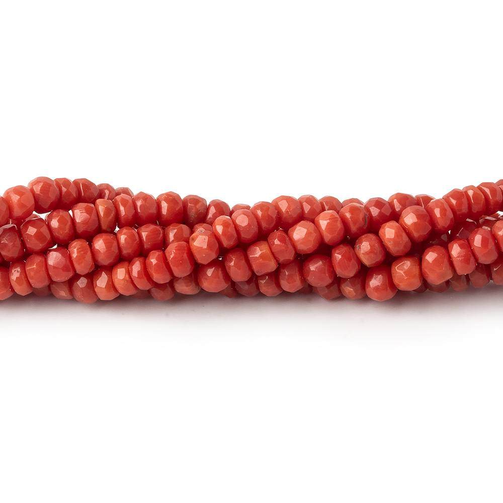 3-3.5mm Red Coral faceted rondelles 18 inch 160 beads A grade - Beadsofcambay.com