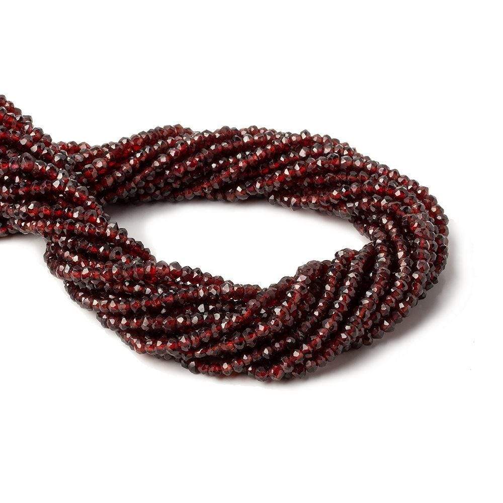 3-3.5mm Red Garnet Faceted Rondelle Beads 13 inch 152 pieces - Beadsofcambay.com