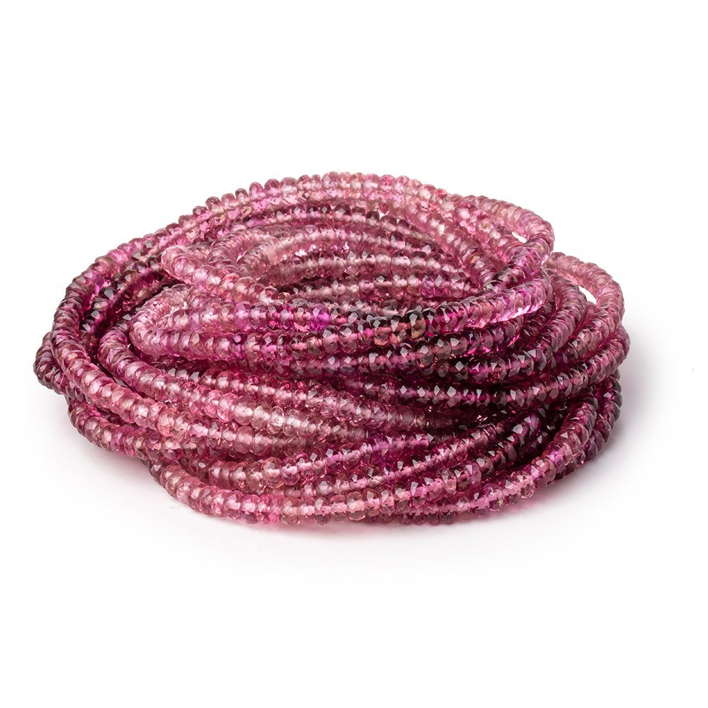 3-3.5mm Rubellite Tourmaline Faceted Rondelle Beads 18 inch 240 pieces AAA - Beadsofcambay.com