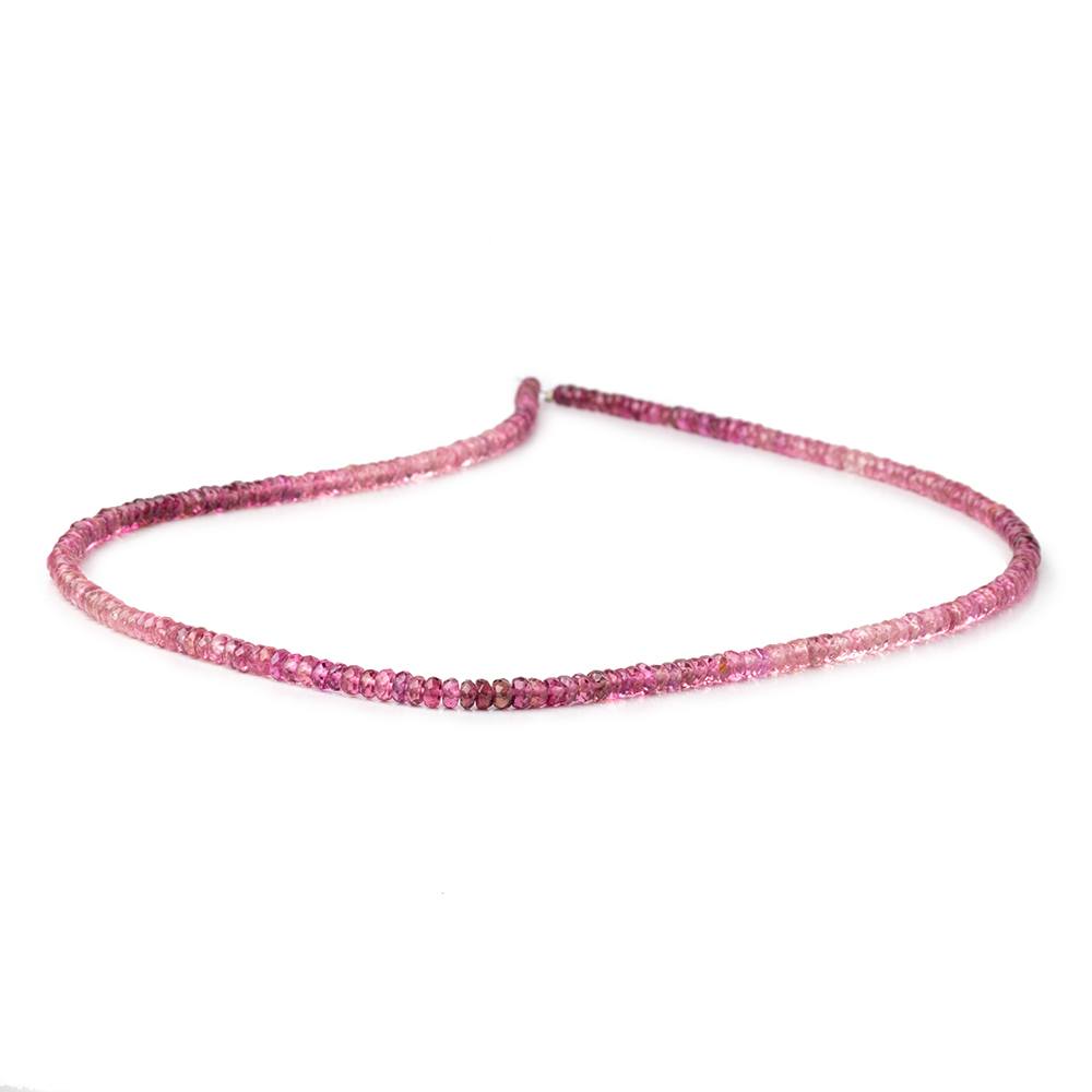 3-3.5mm Rubelite Tourmaline Faceted Rondelle Beads 18 inch 240 pieces AAA - Beadsofcambay.com