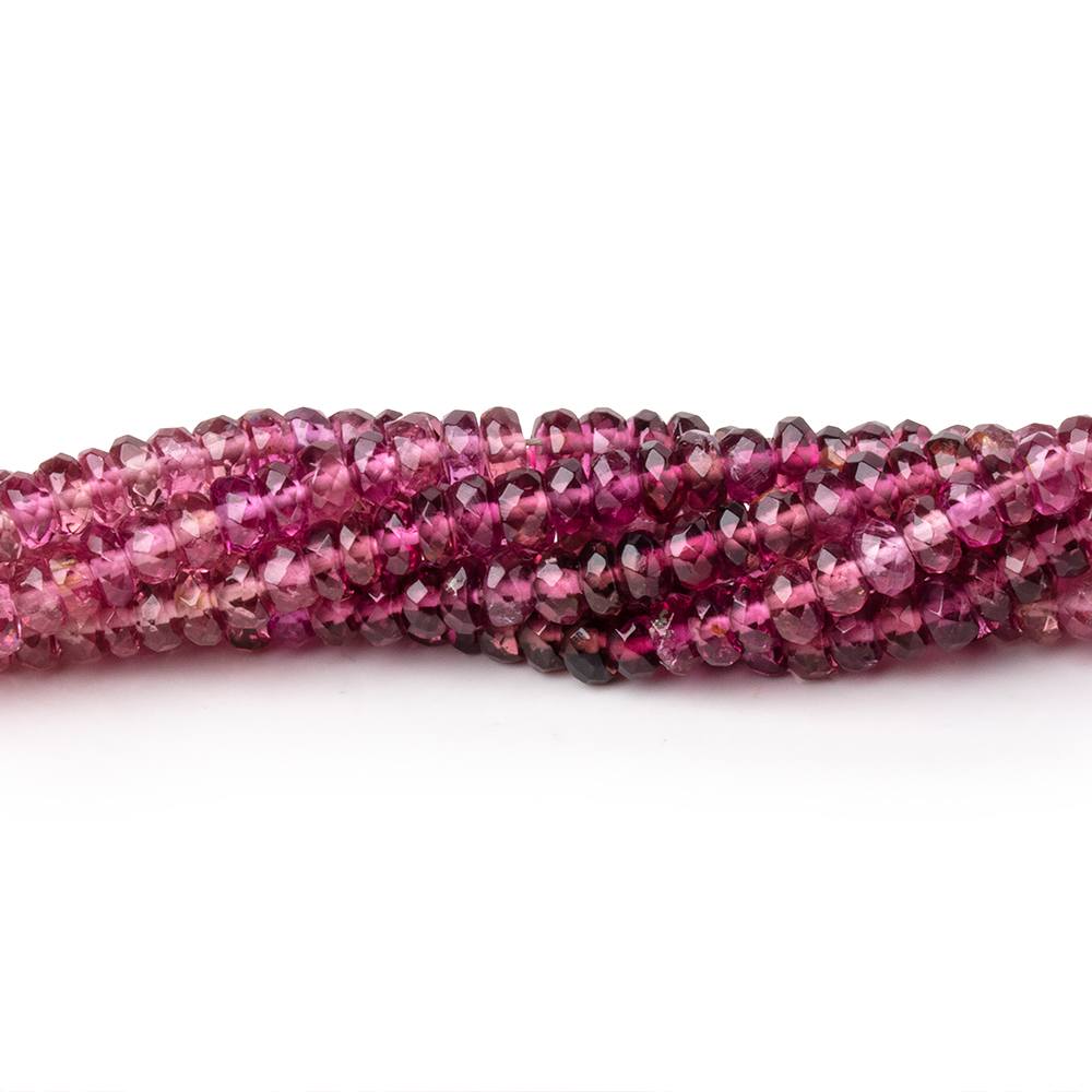 3-3.5mm Rubelite Tourmaline Faceted Rondelle Beads 18 inch 240 pieces AAA - Beadsofcambay.com