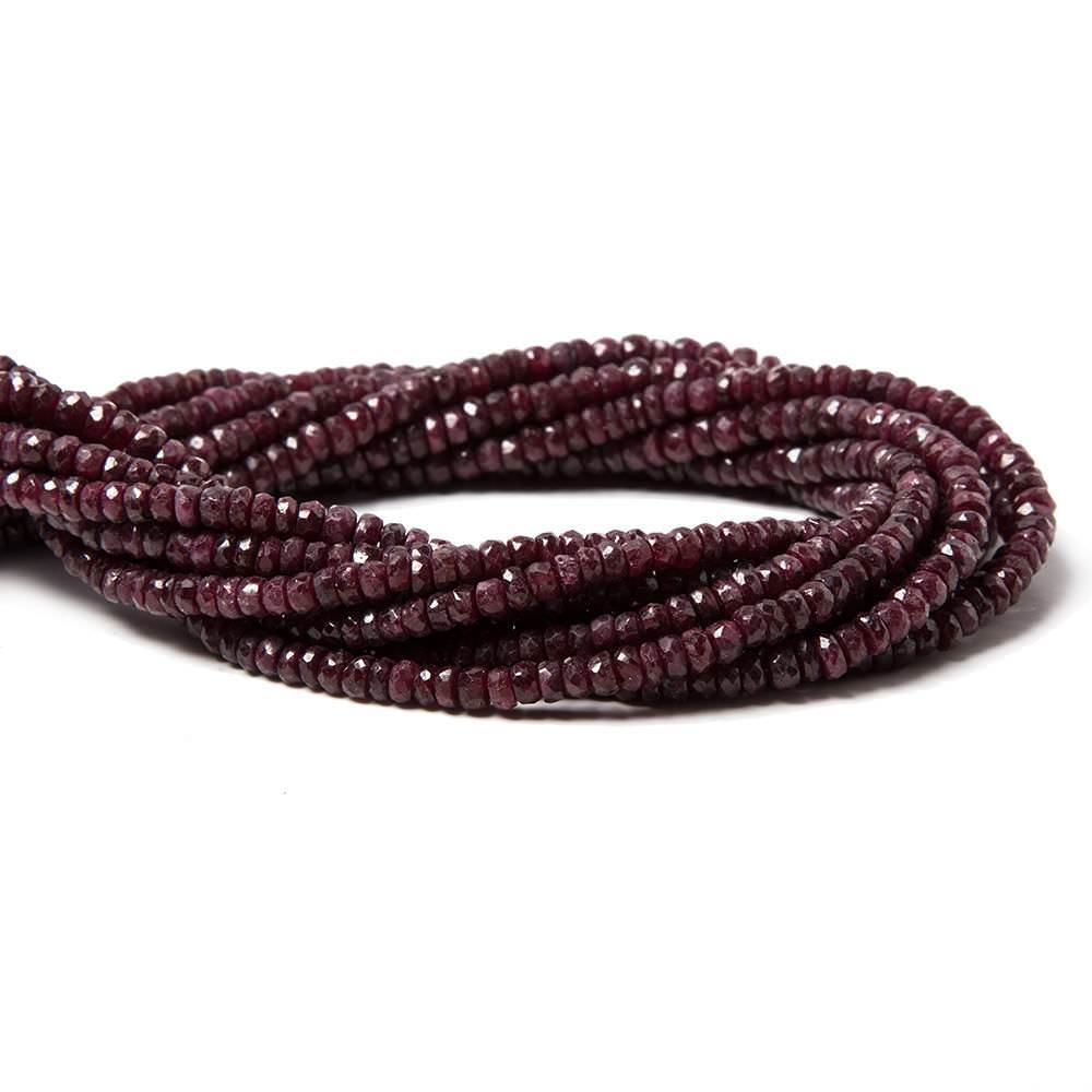 3-3.5mm Ruby faceted rondelle beads 16 inches 219 pieces - Beadsofcambay.com