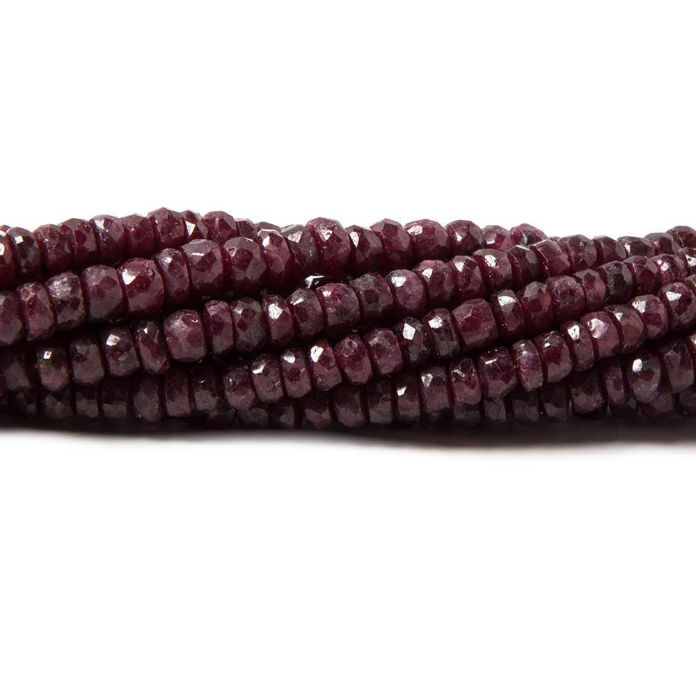 3-3.5mm Ruby faceted rondelle beads 16 inches 219 pieces - Beadsofcambay.com