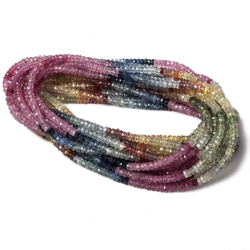 3.5mm Ruby & Fancy Sapphire faceted rondelle beads 15.75 inch 224 pieces A - Beadsofcambay.com