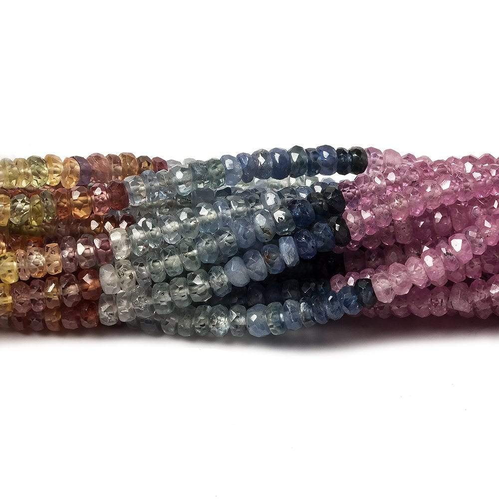 3.5mm Ruby & Fancy Sapphire faceted rondelle beads 15.75 inch 224 pieces A - Beadsofcambay.com