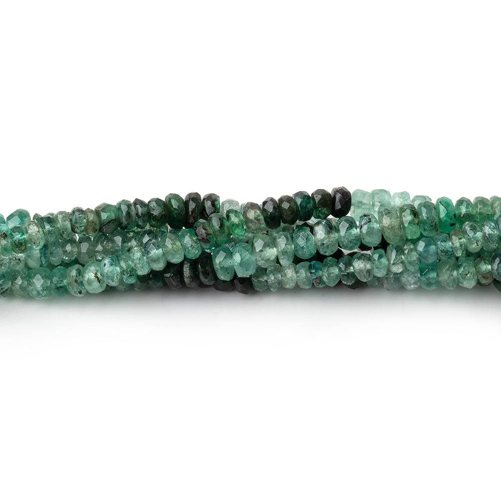 3-3.5mm Shaded Zambian Emerald Faceted Rondelle Beads 15 inch 200 pieces - Beadsofcambay.com