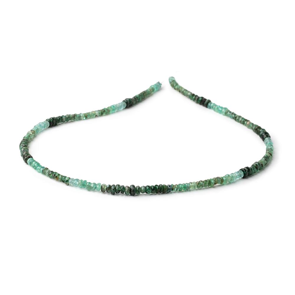 3-3.5mm Shaded Zambian Emerald Faceted Rondelle Beads 15 inch 200 pieces - Beadsofcambay.com