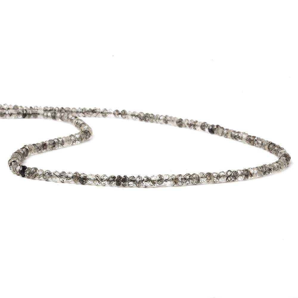 3-3.5mm Tourmalinated Quartz Beads Faceted Rondelle 14 inch 151 pcs - Beadsofcambay.com