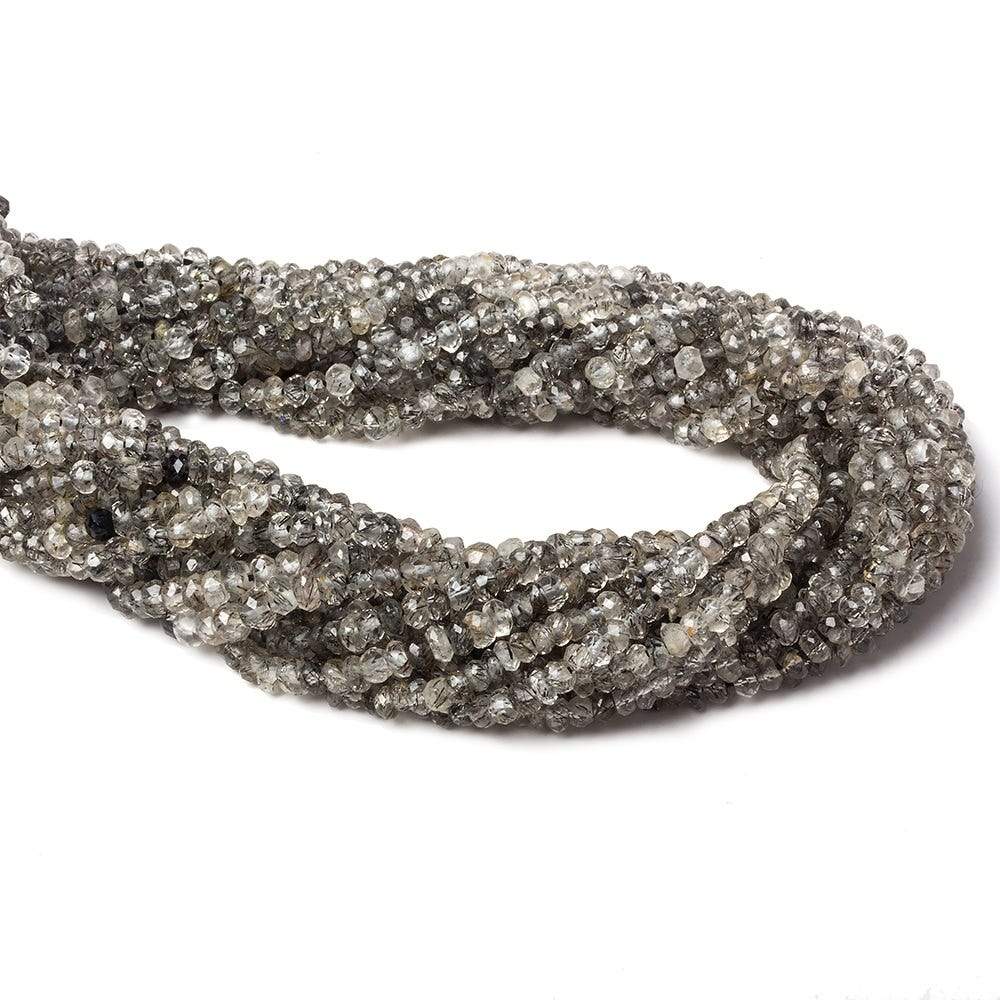 3-3.5mm Tourmalinated Quartz Beads Faceted Rondelle 14 inch 151 pcs - Beadsofcambay.com