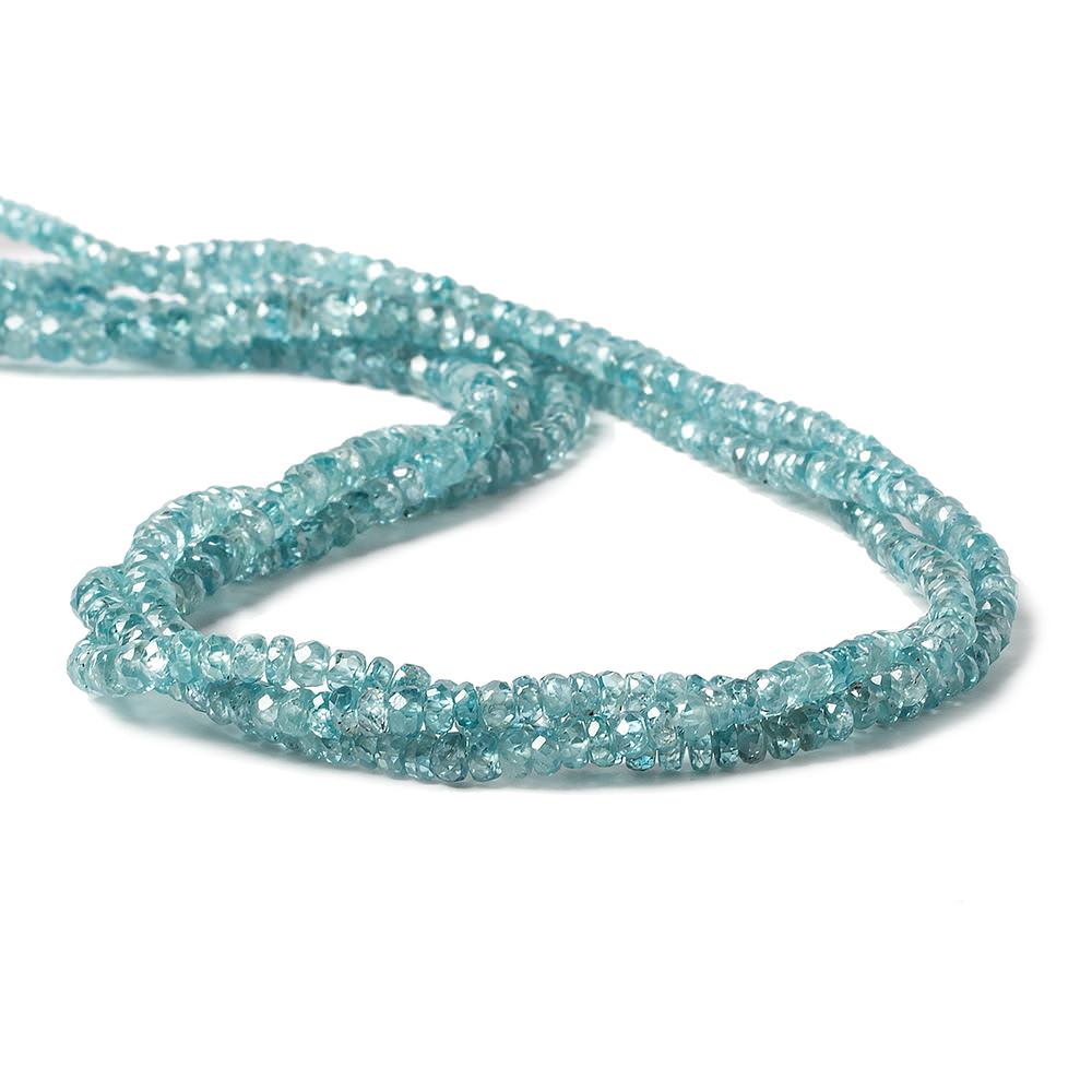 3-4.5mm Blue Zircon faceted rondelle beads 16 inch 186 pieces A - Beadsofcambay.com